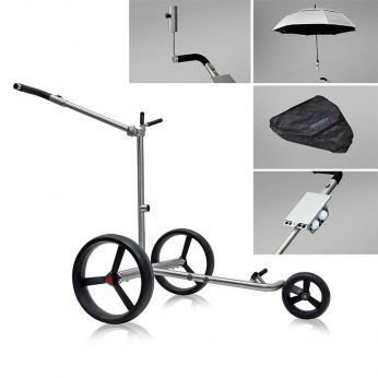 Elektrotrolley PG-Powergolf Zorro Flat Titan inkl. Zubehör – Strawberry Tour Edition