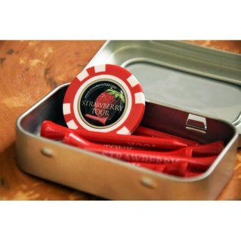 Ballmarker mit Tees in Schachtel - Strawberry Tour